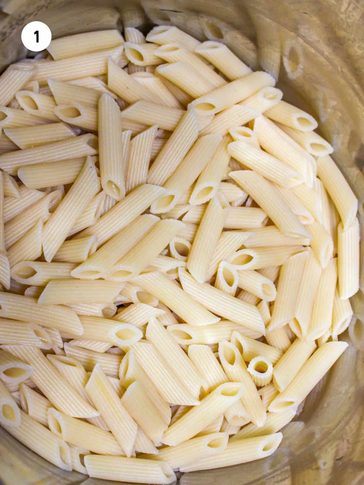 boiled pasta in a pot