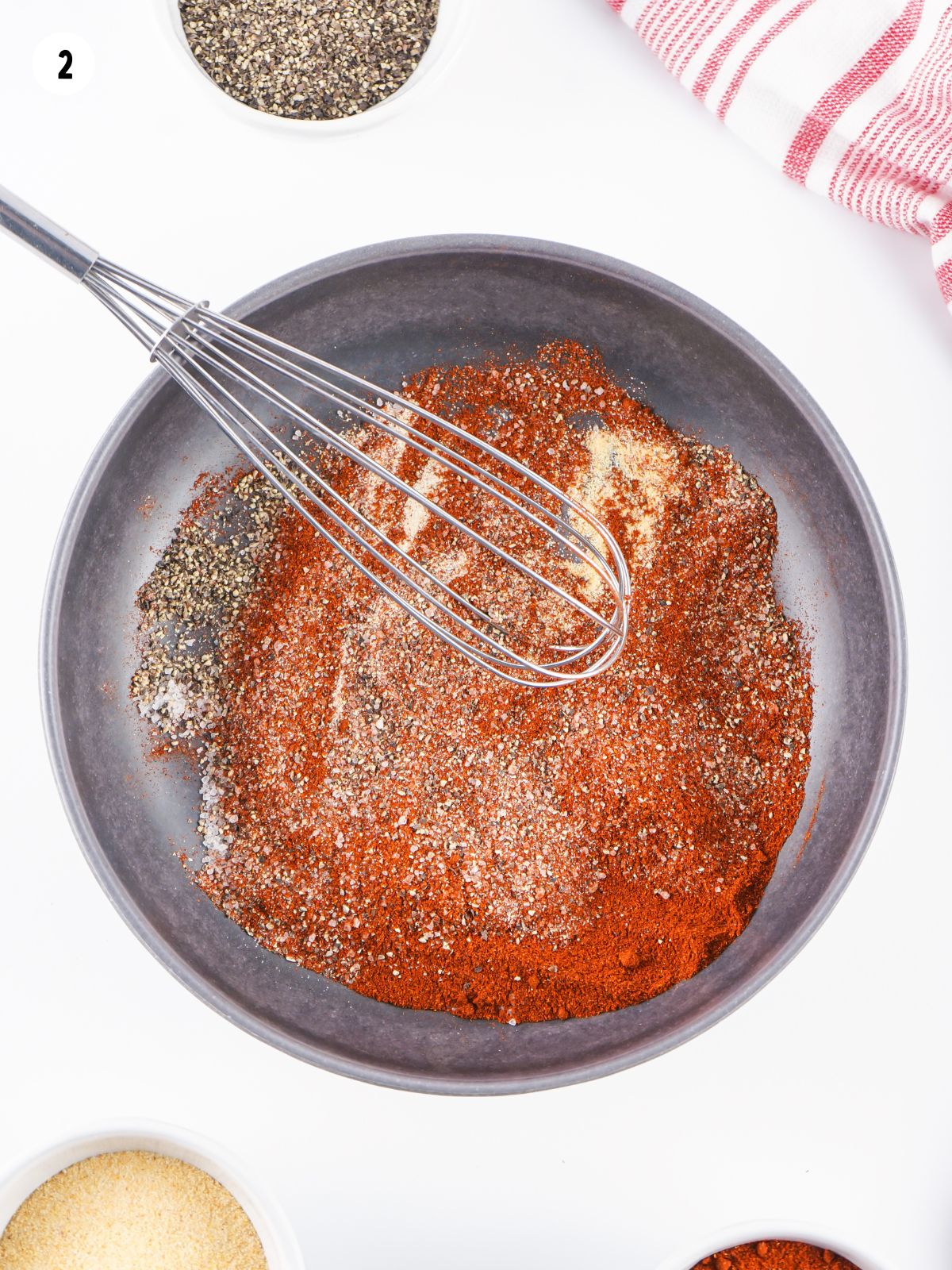 seasonings combined with a whisk