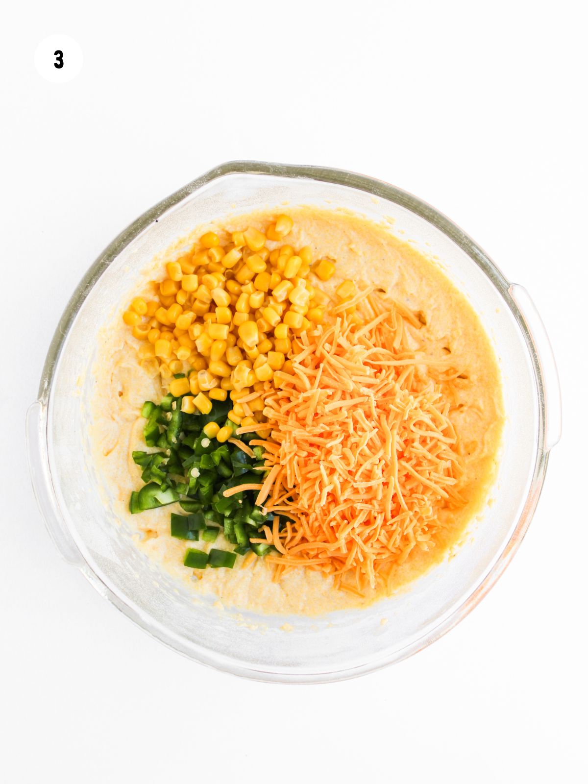corn, jalapeno, and cheese added to the batter
