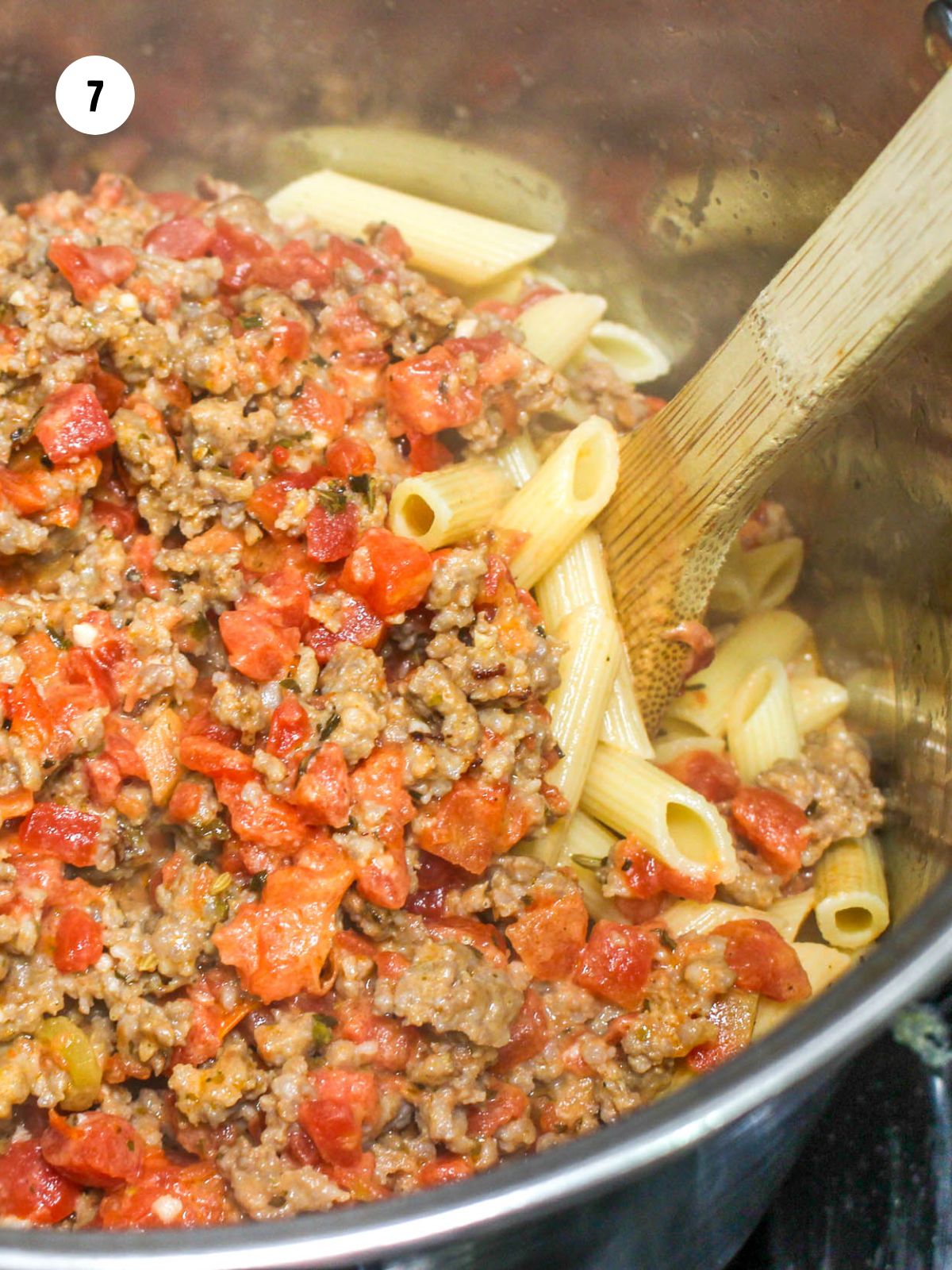 sauce added to the pasta