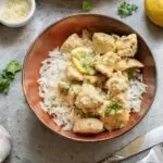 Garlic Chicken Bites served over rice