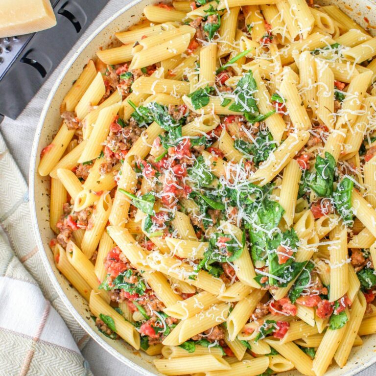 One-Pot Creamy Sausage Pasta with Spinach