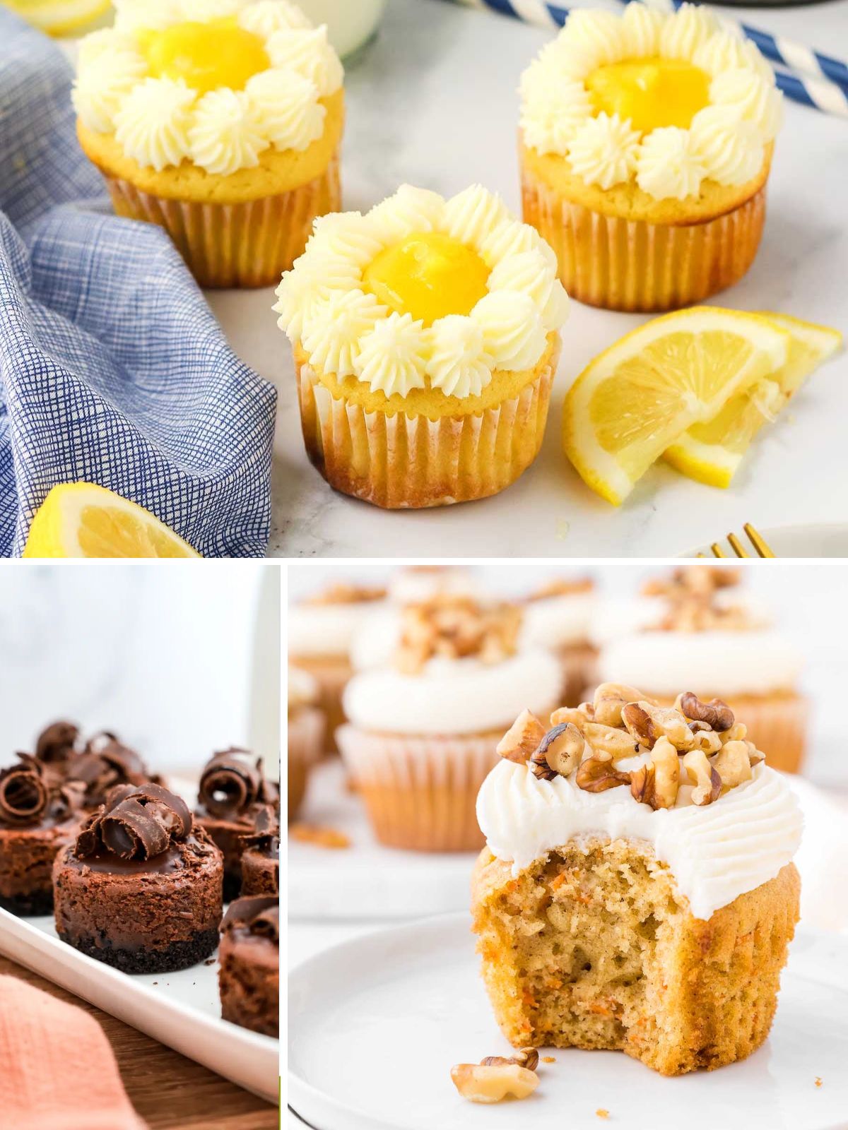 3 different recipes for cupcakes.