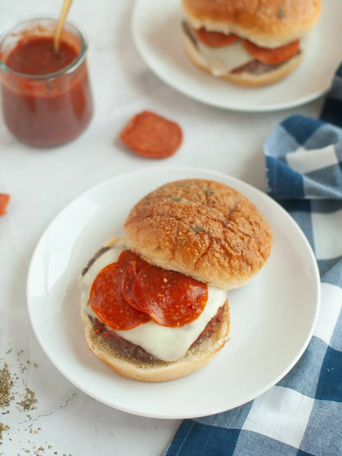 pepperoni Pizza Burgers made in the air fryer.