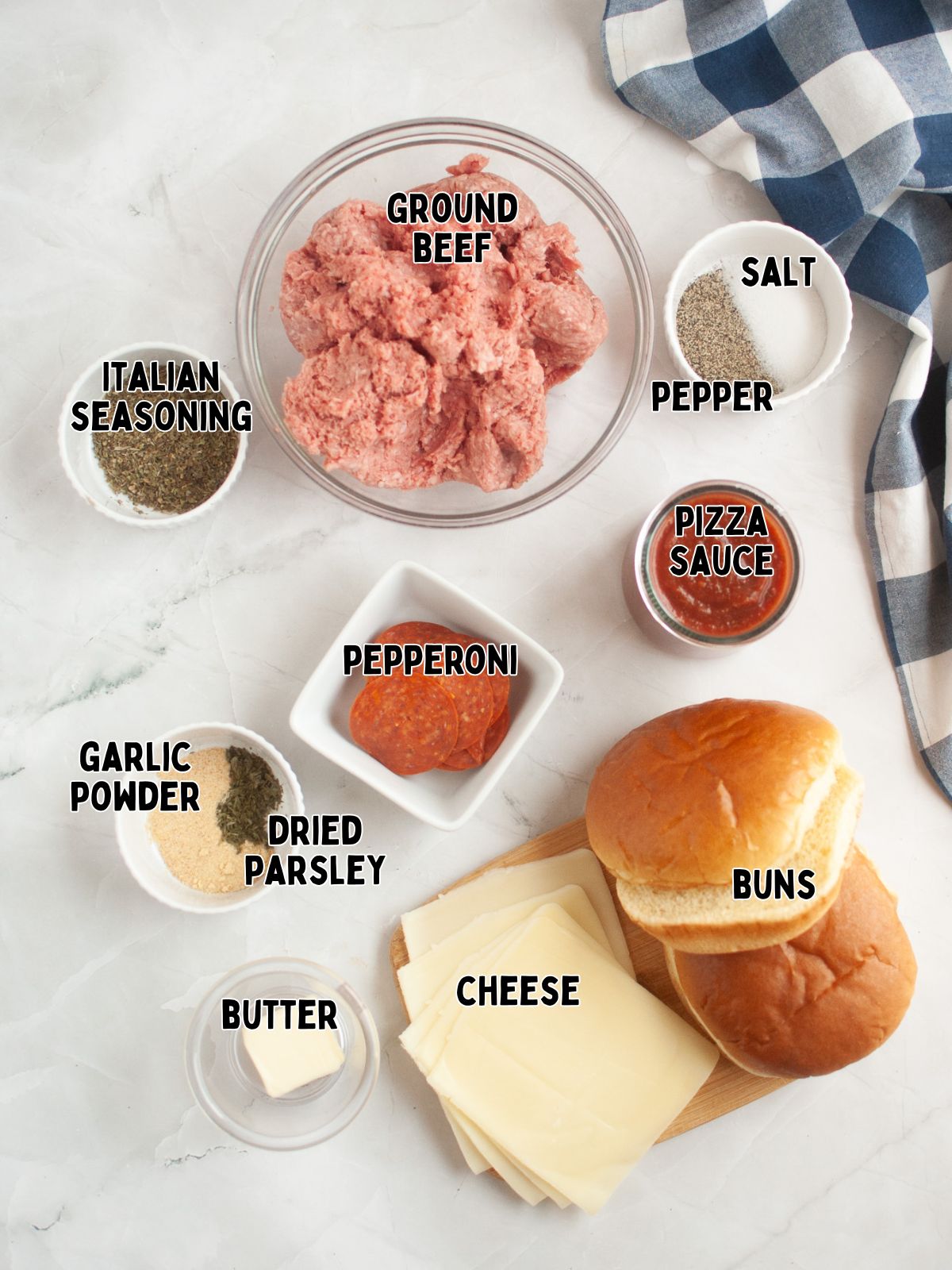 Ingredients for Pizza Burgers