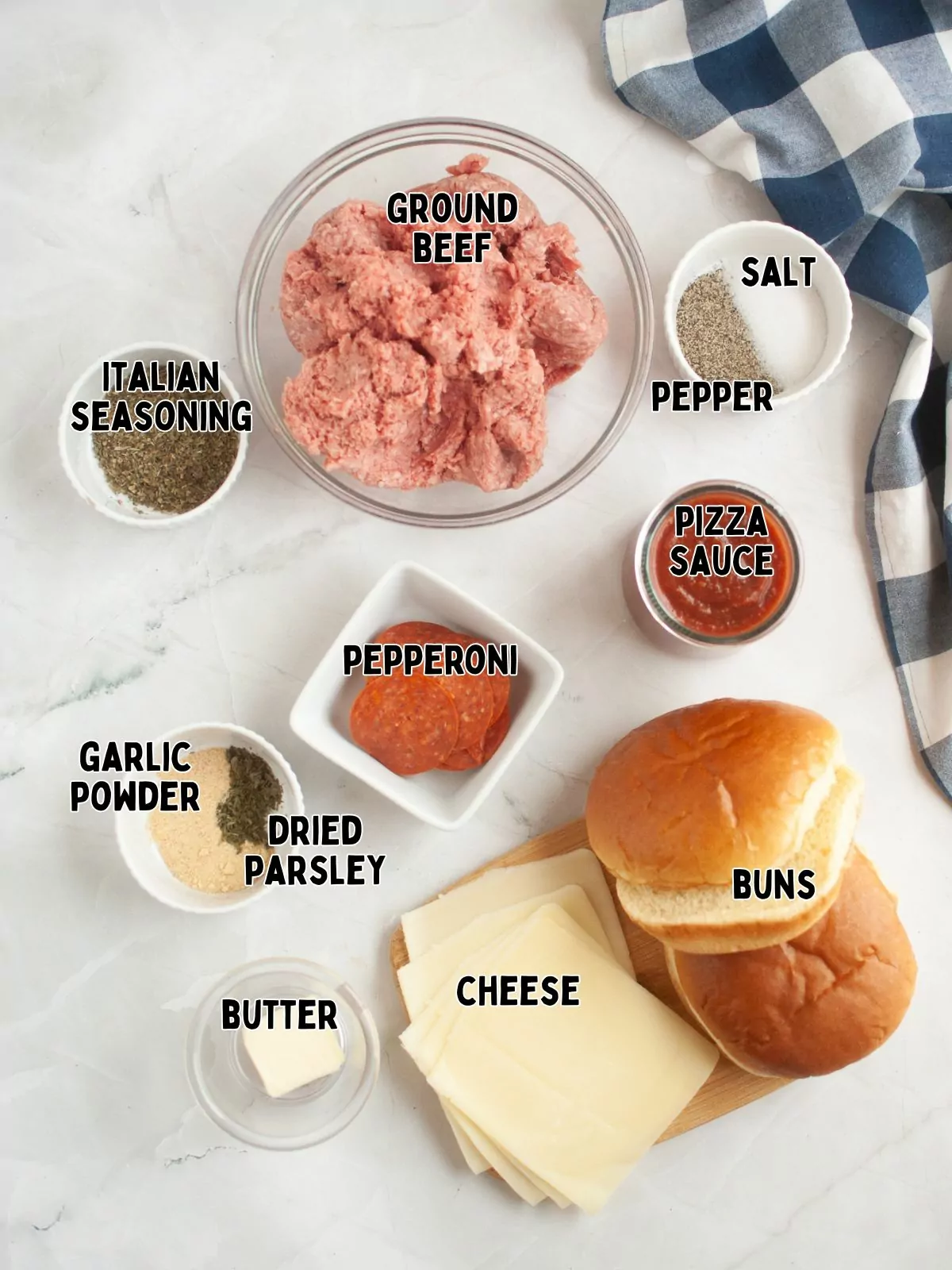 Ingredients for Pizza Burgers