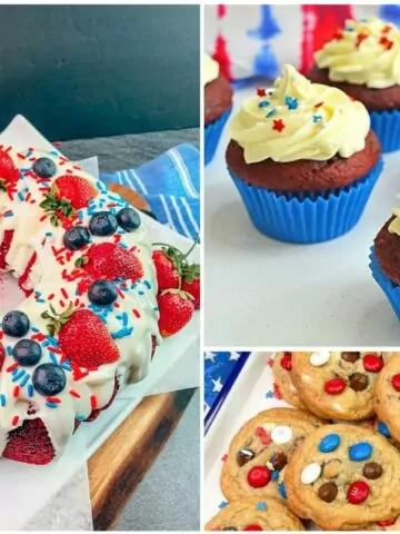 3 different red, white and blue desserts for summer holidays.