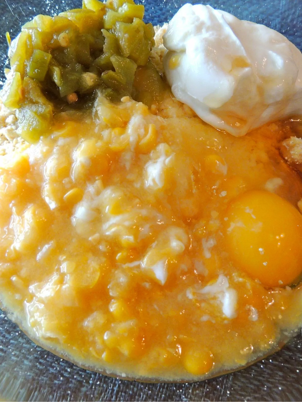 corn muffin batter in bowl.