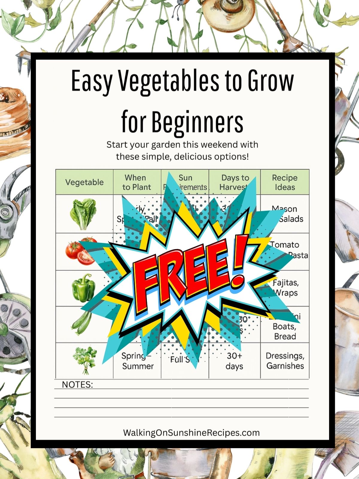 free vegetable growing freebie.