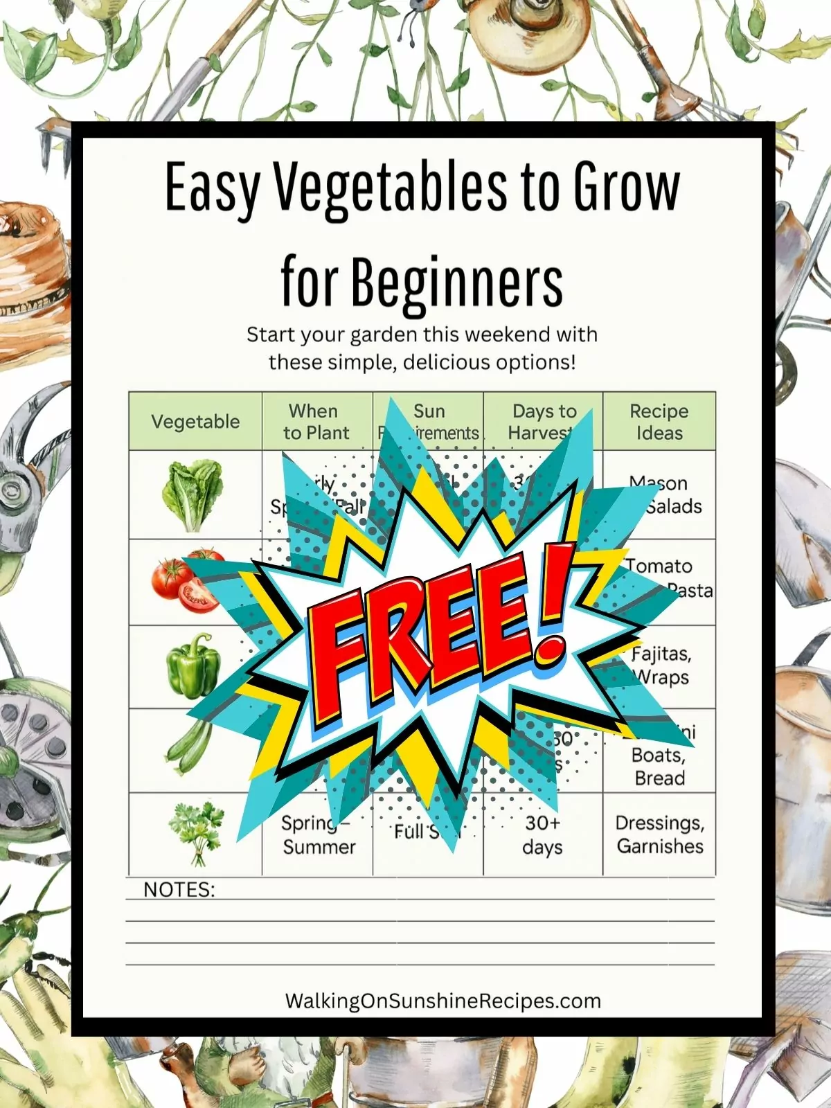 free vegetable growing freebie.