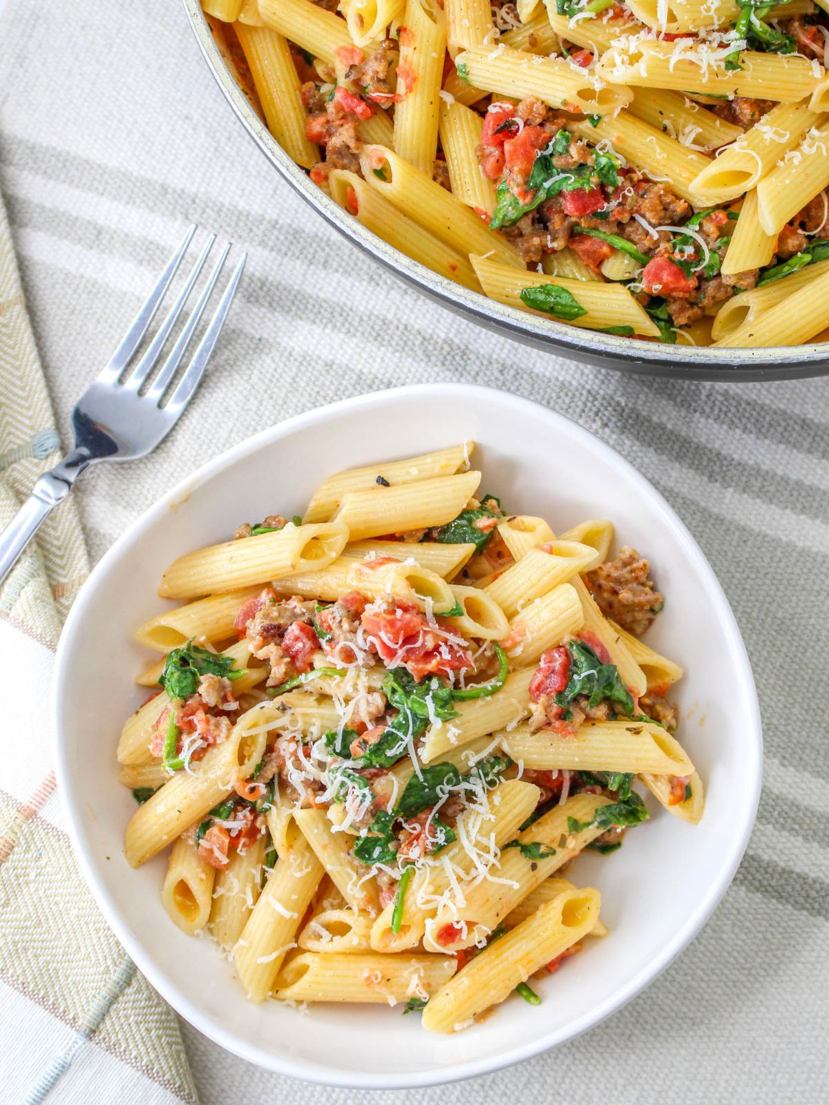 One-Pot Creamy Sausage Pasta with Spinach