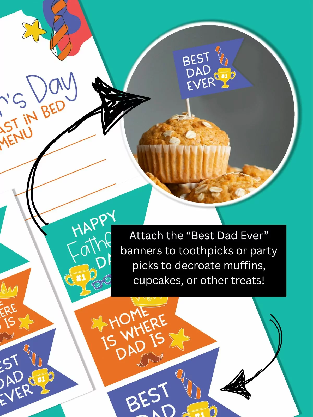instructions how to use breakfast in bed printables for dad.