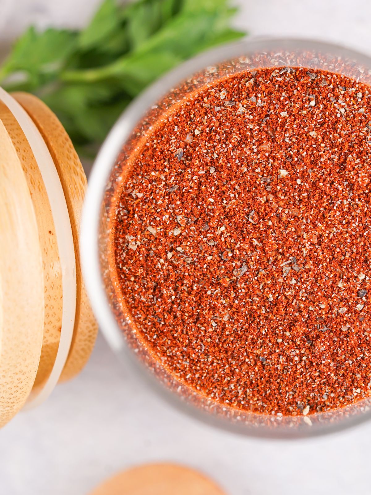overhead view of the seasoning mix in the jar