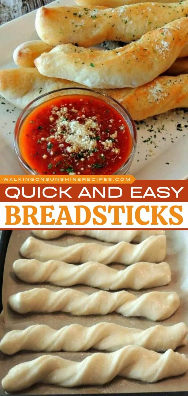 fast breadsticks made with pizza dough.