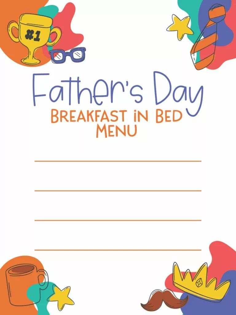 menu graphic for breakfast in bed.