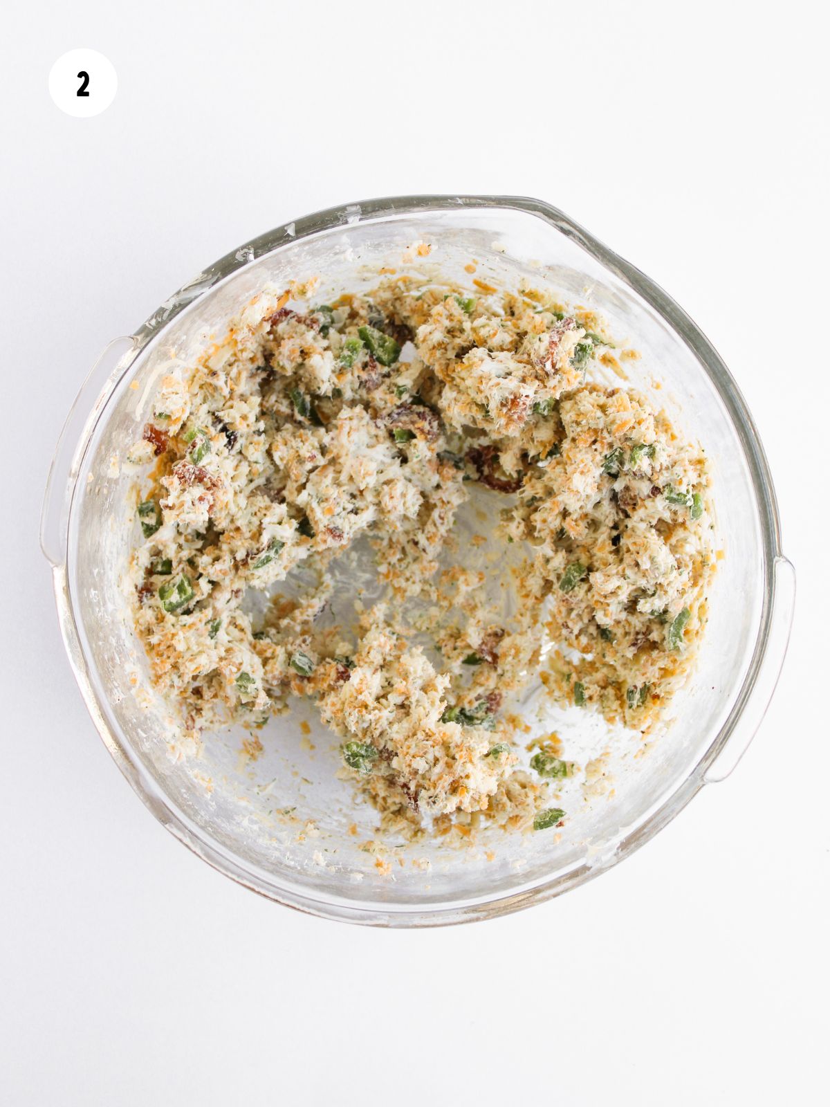 cheese mixture in a mixing bowl