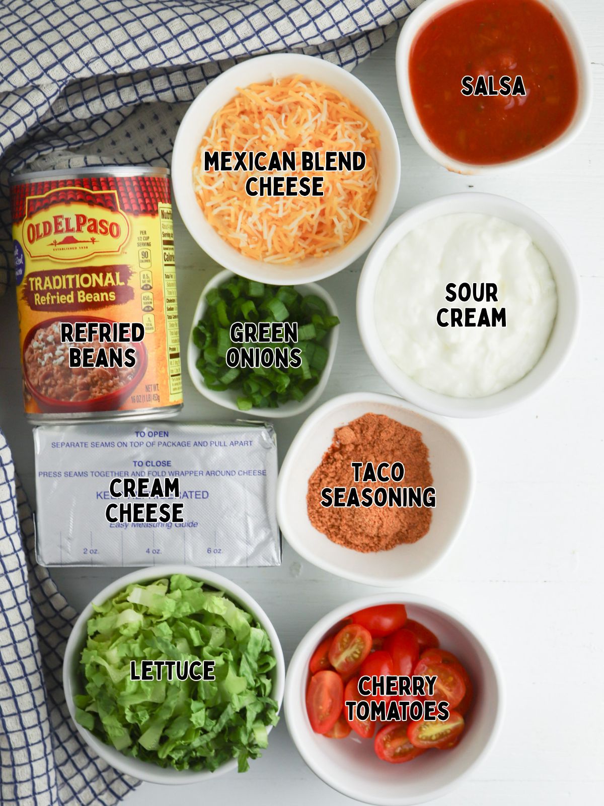 Ingredients for Mason Jar Taco Dip