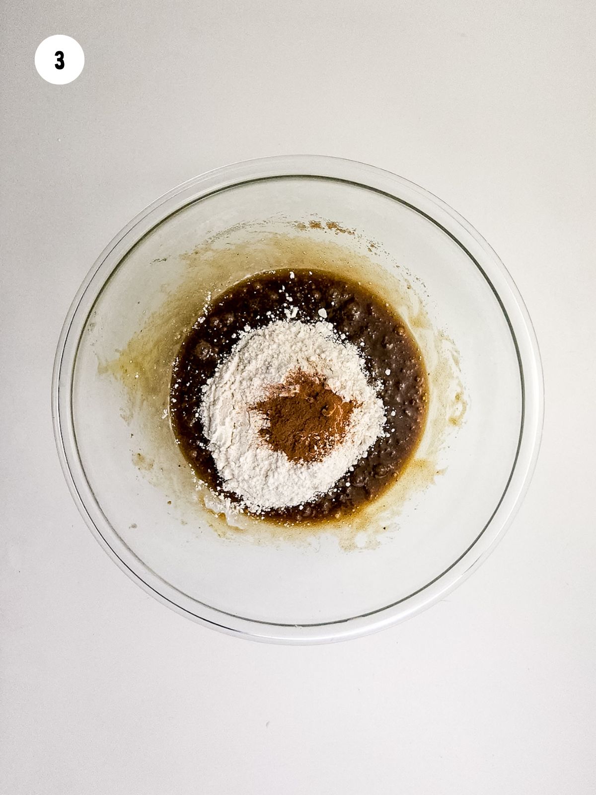 Flour, cinnamon, and salt added to the butter mixture.