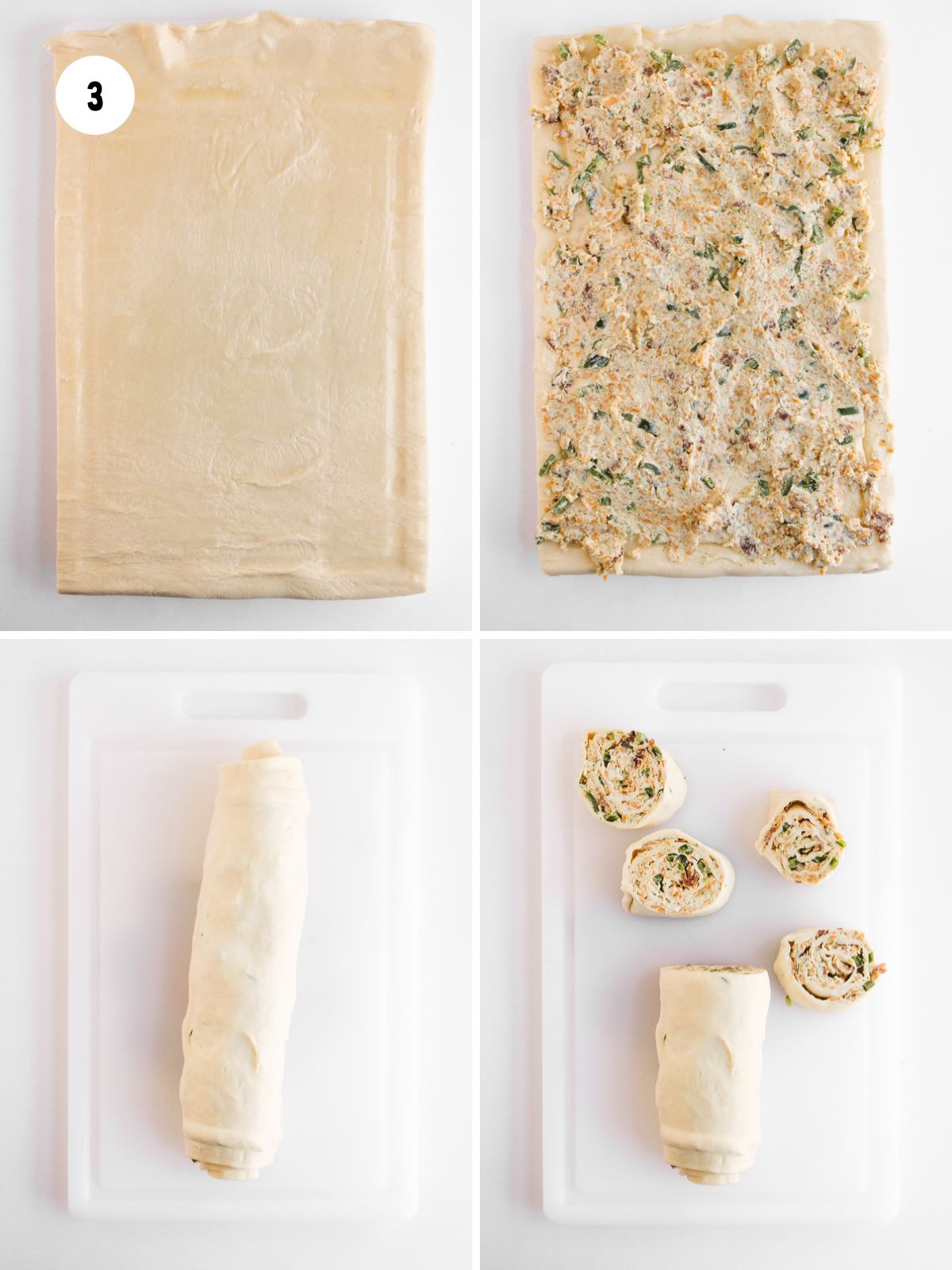 steps to roll filling up in puff pastry