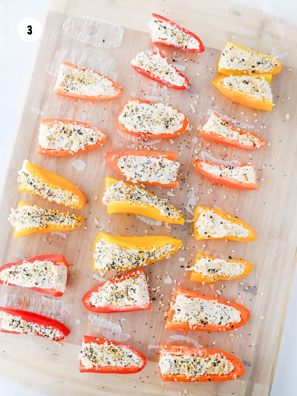 everything bagel seasoning sprinkled on top of the cheese filling