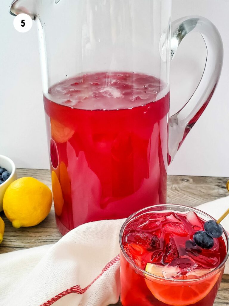 pitcher of blueberry lemonade