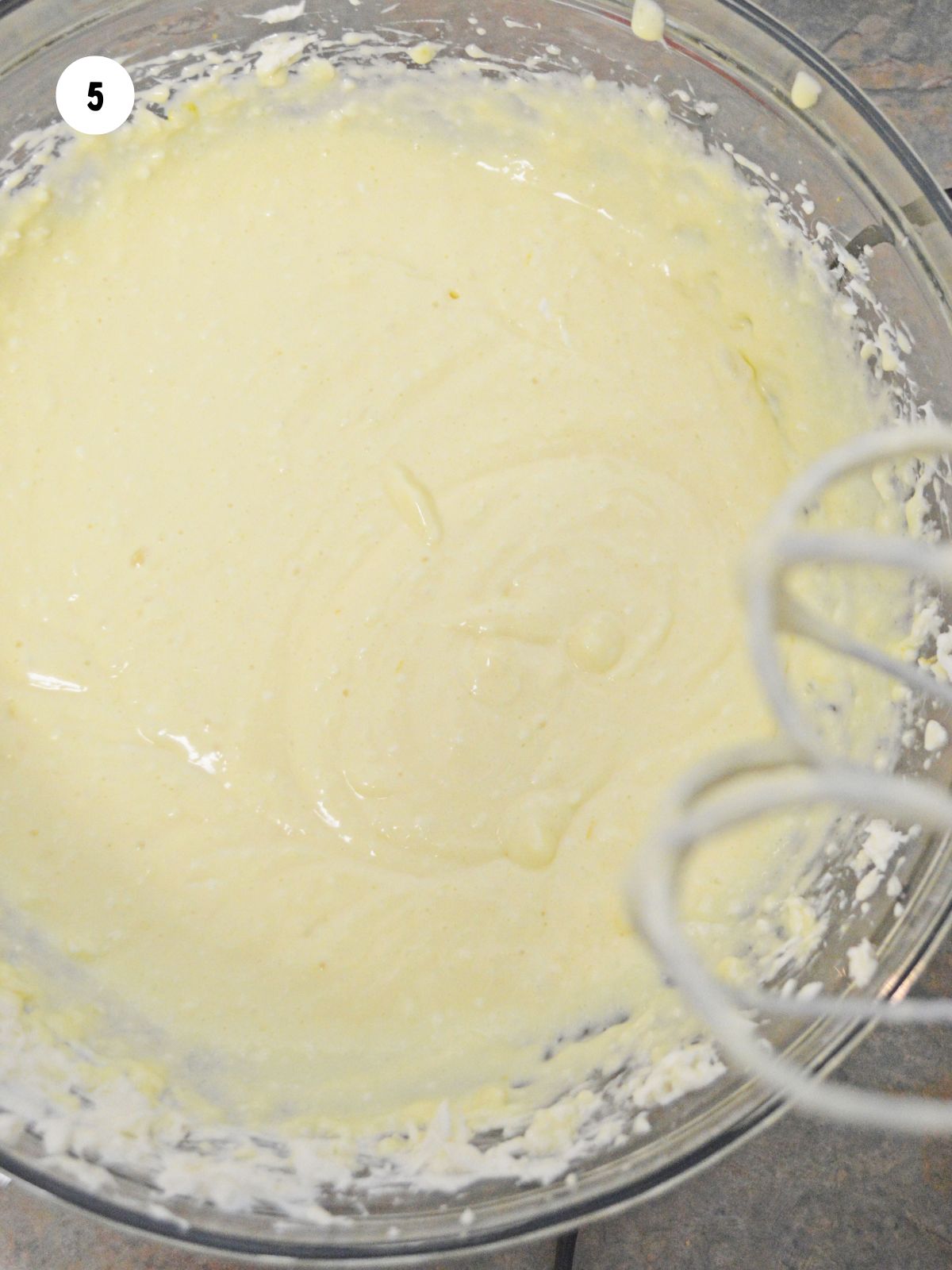 cheesecake filling in mixing bowl