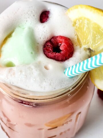 Raspberry Lemon Sprite Beverage with sherbet