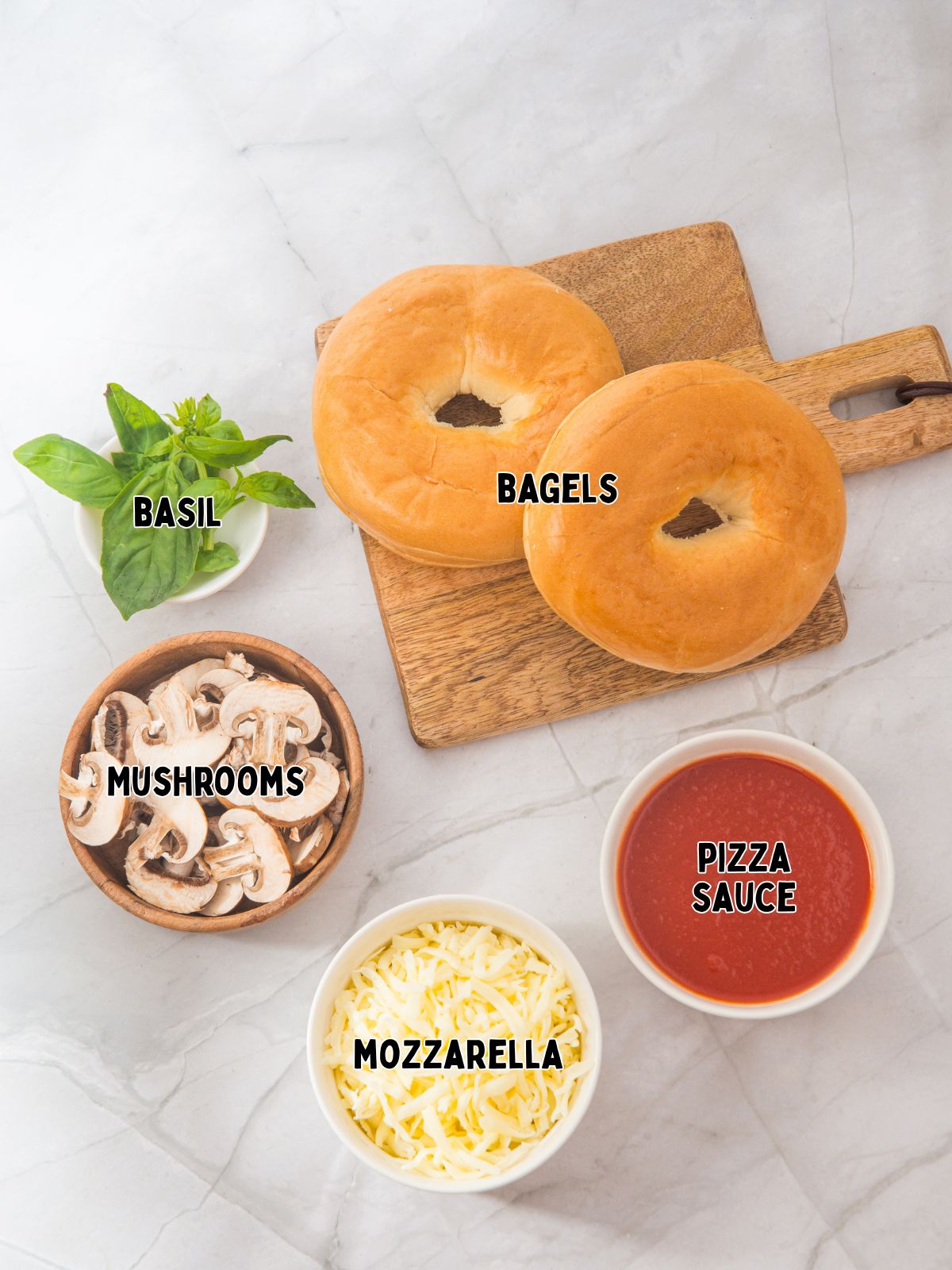 Ingredients for Air Fryer Pizza Bagels