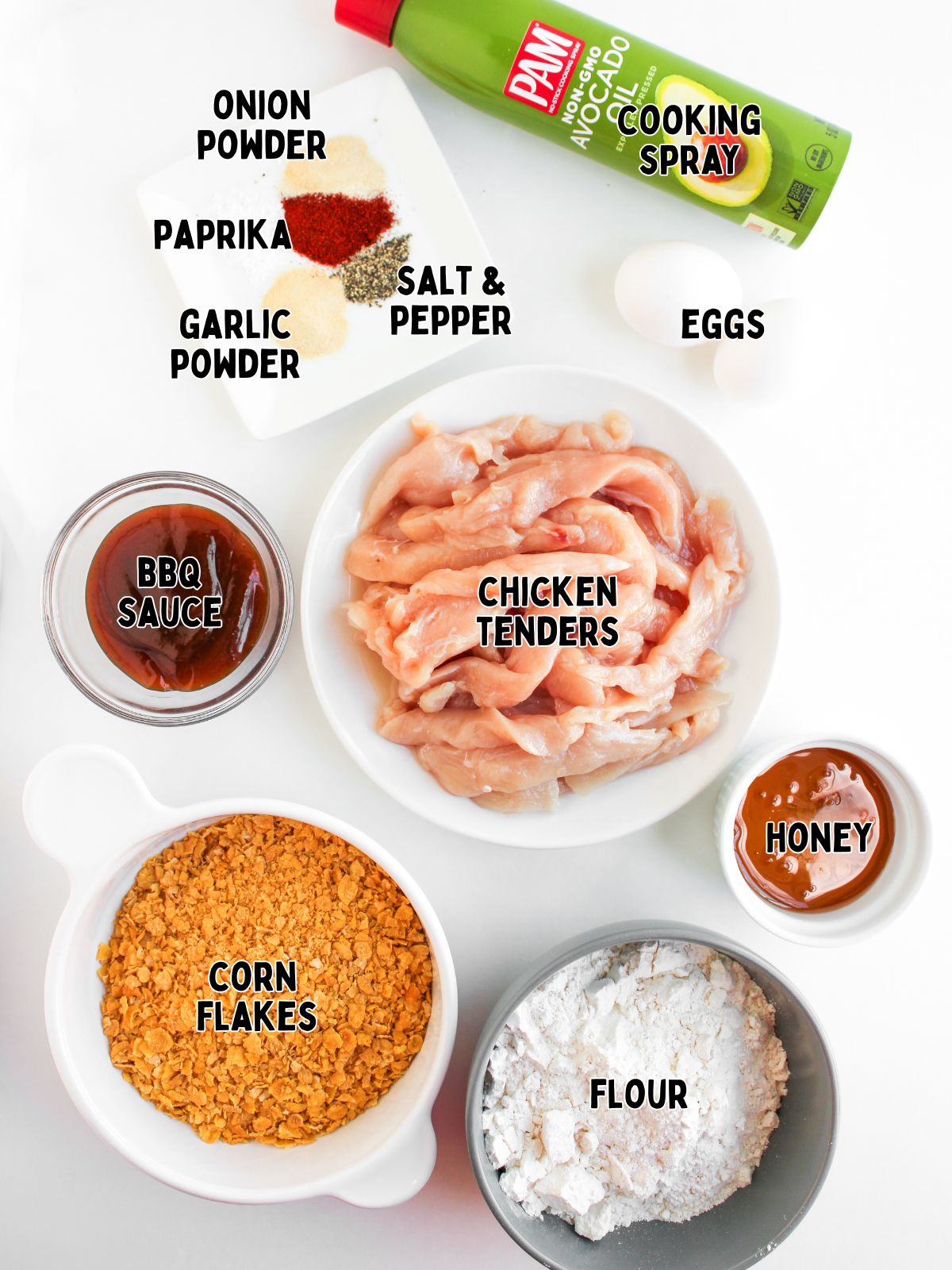 Ingredients for BBQ chicken tenders.