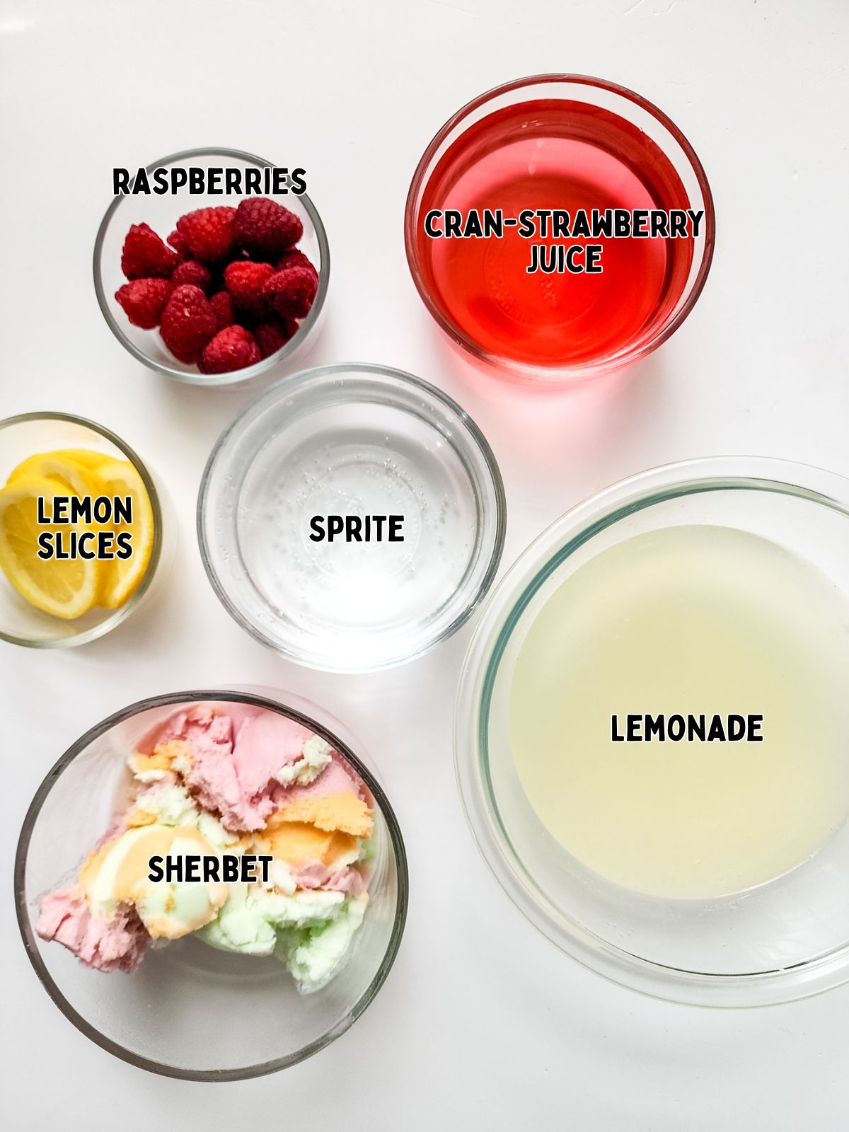 Ingredients to make Raspberry Lemon Punch
