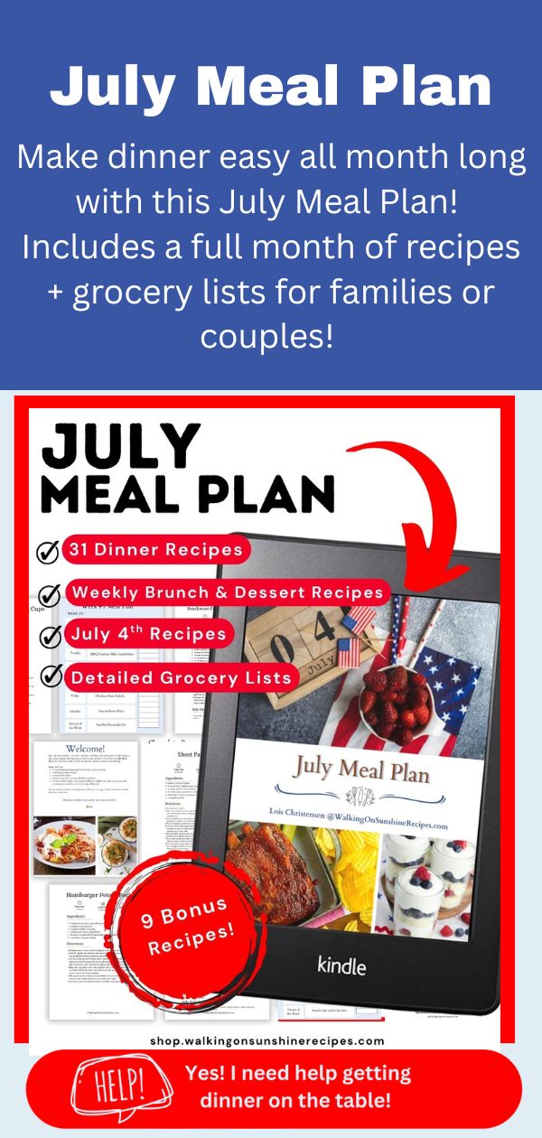 July Meal Plan Pinterest promo.