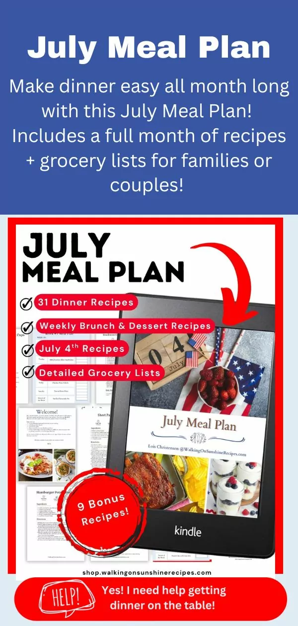 July Meal Plan Pinterest promo.