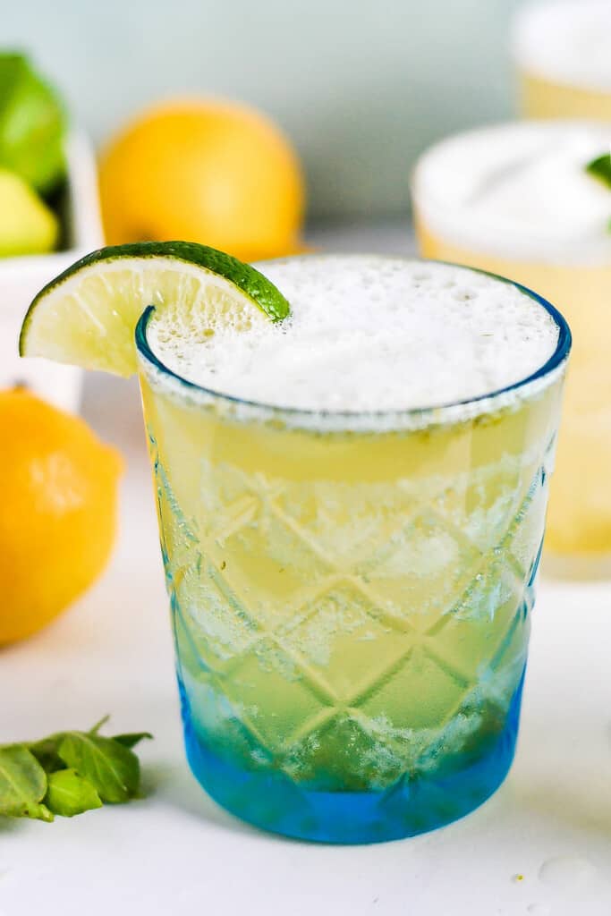 glass of sorbet punch with salt and lime