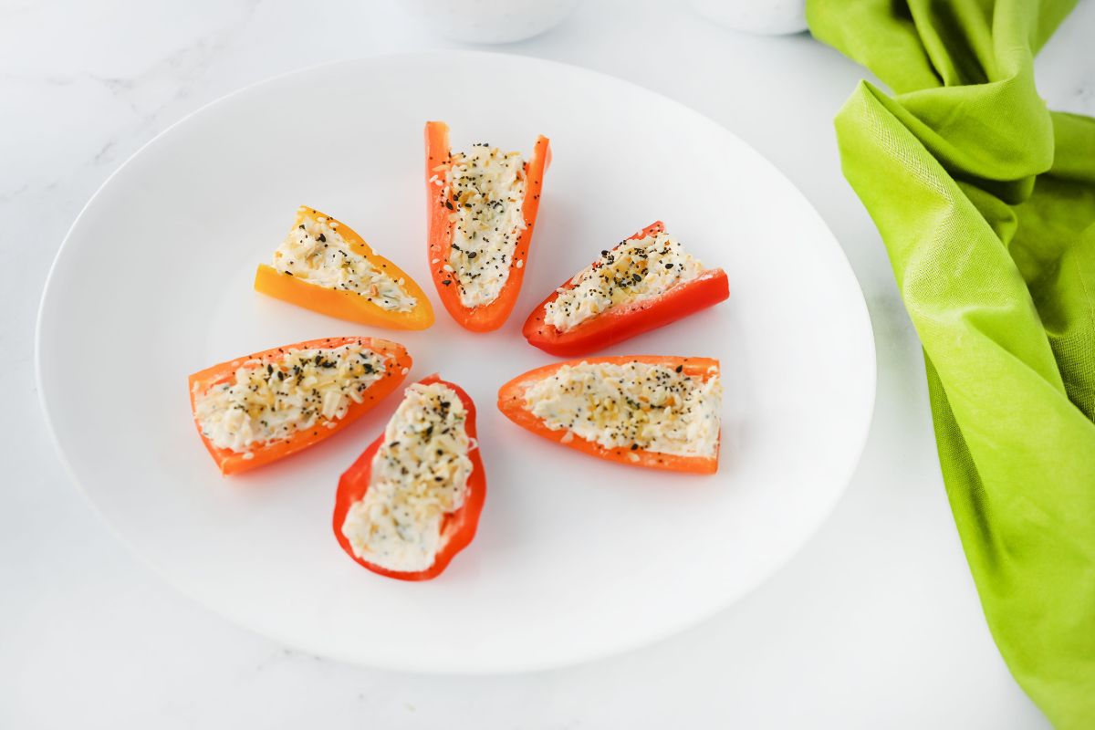 mini sweet peppers with seasoned cheese filling