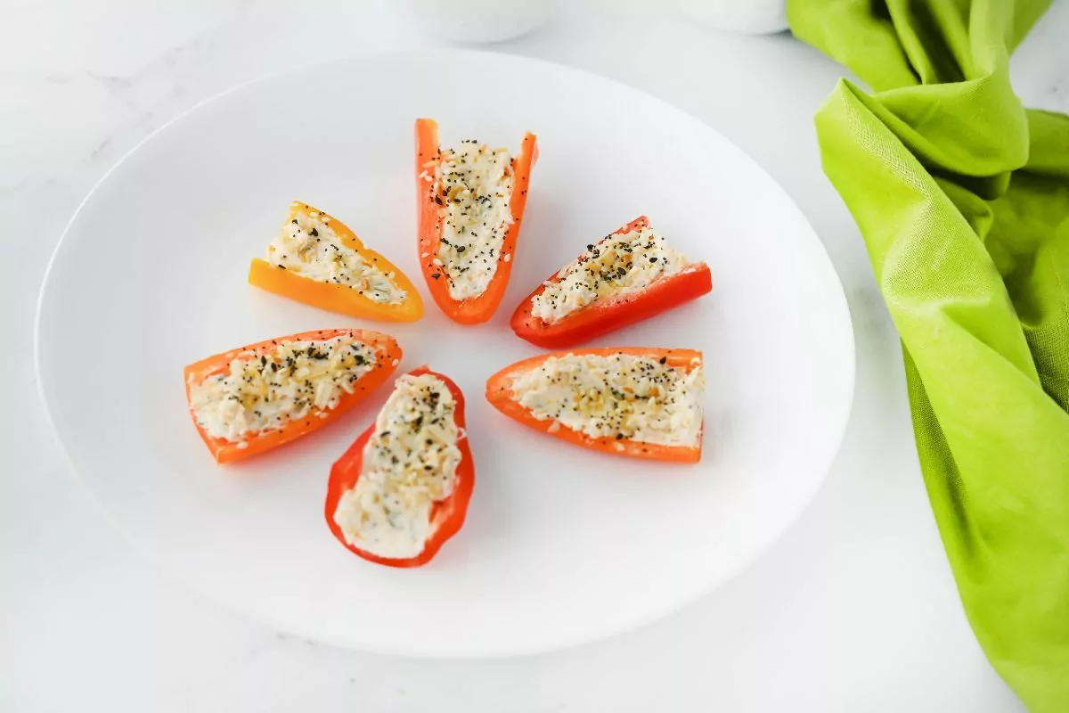 mini sweet peppers with seasoned cheese filling
