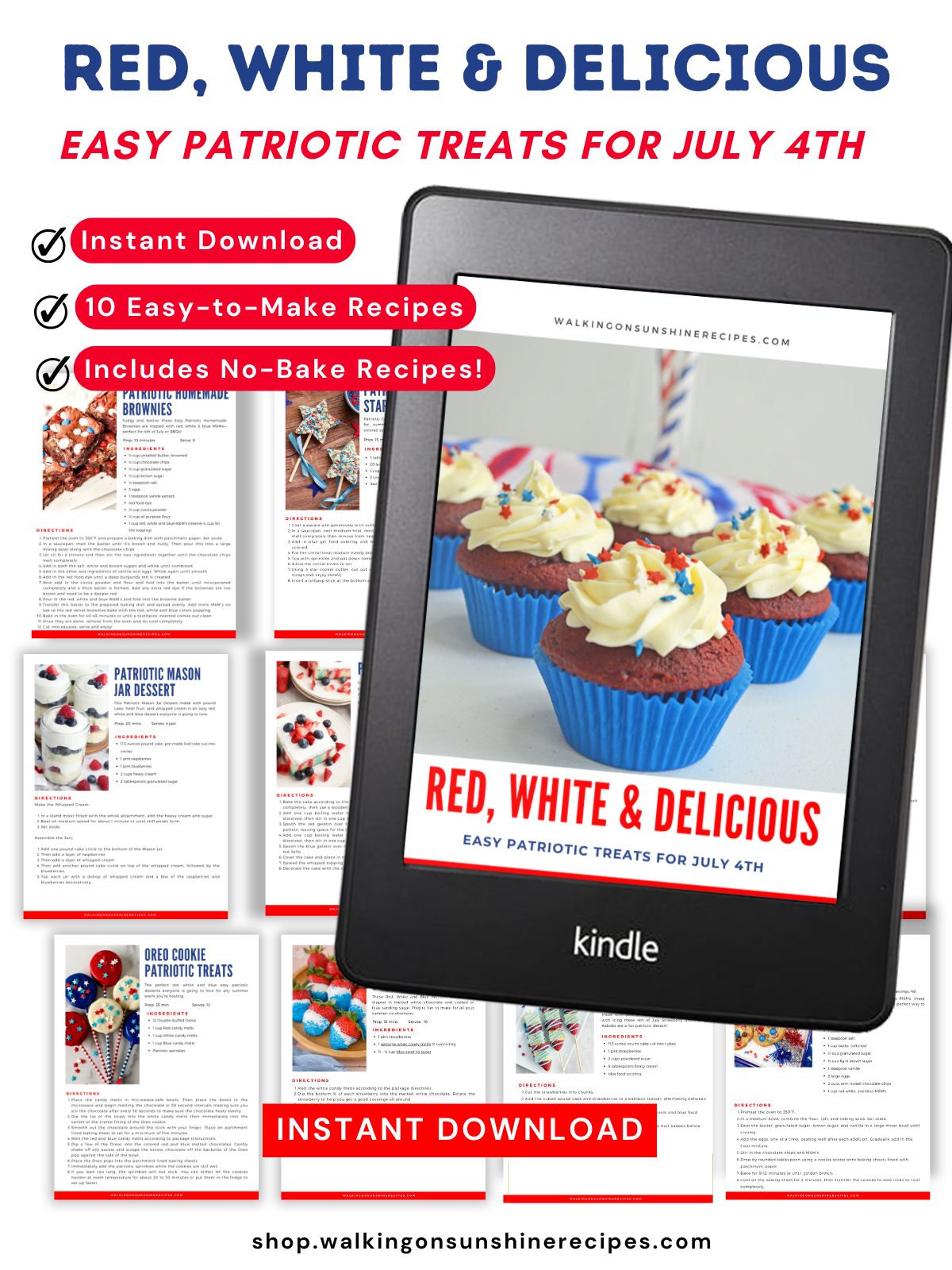 promo for patriotic recipes ebook with sample pages.