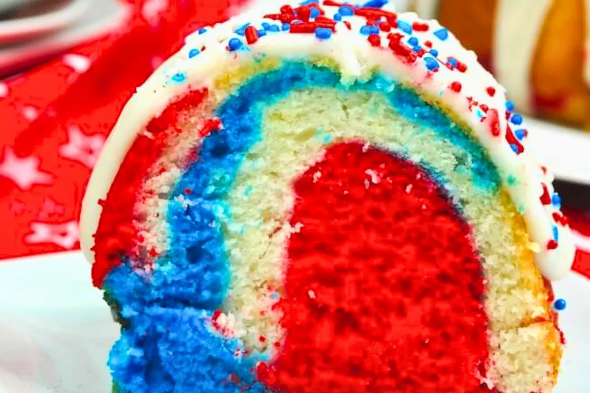 Red White & Blue Swirl Bundt Cake