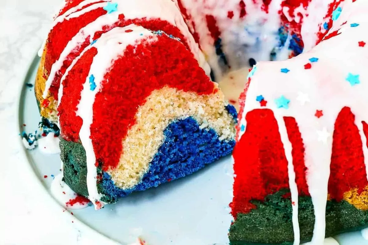 Red, White, and Blue Eggless Bundt Cake