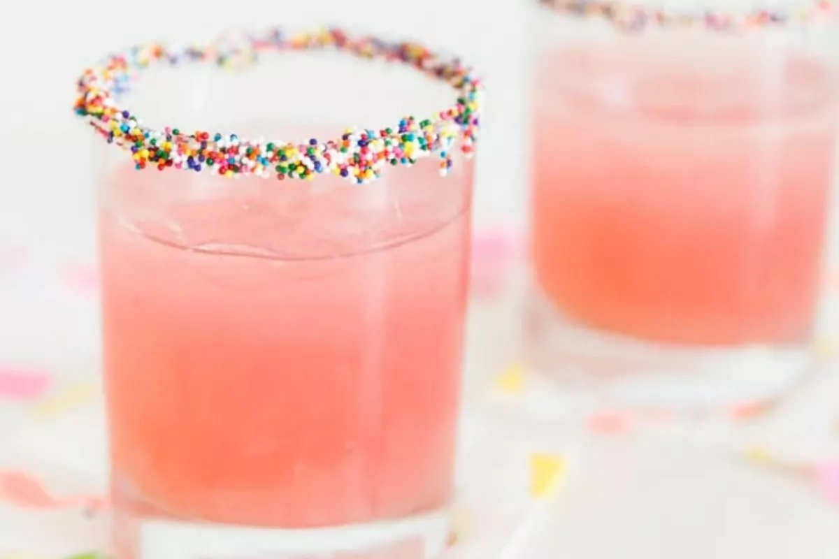 glass of Sprinkle Birthday Drink