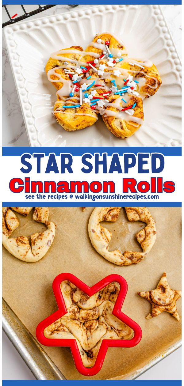 cinnamon rolls in the shape of stars for July 4th.