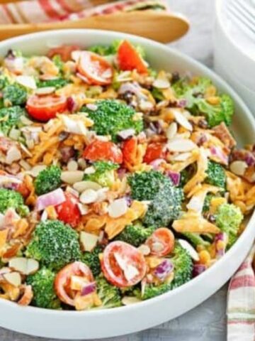 broccoli salad in bowl.