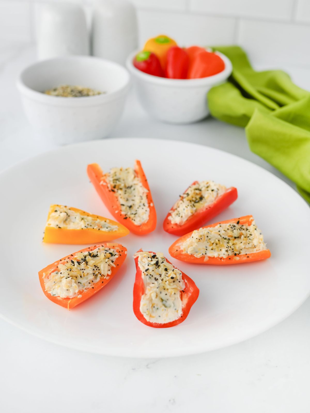 Mini Pepper Appetizers served on a white plate