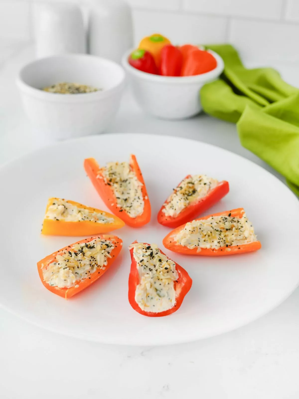 Mini Pepper Appetizers served on a white plate