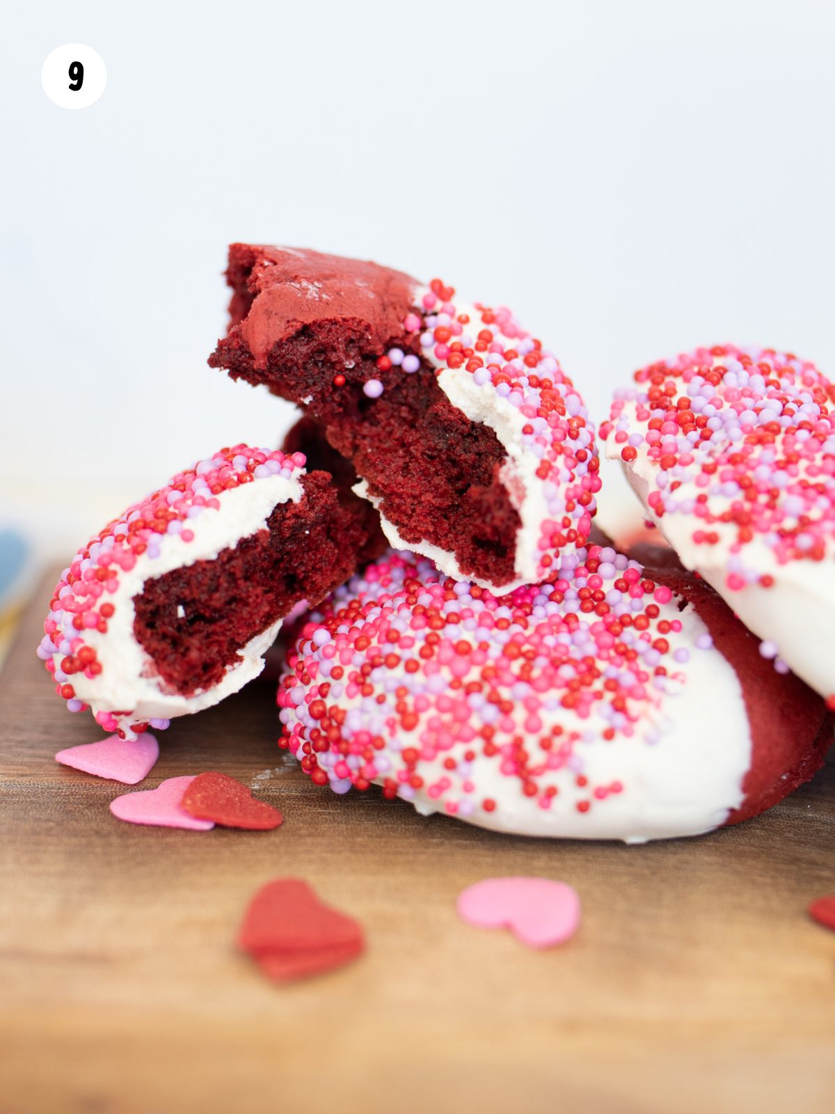 closeup of cookies broken in half.