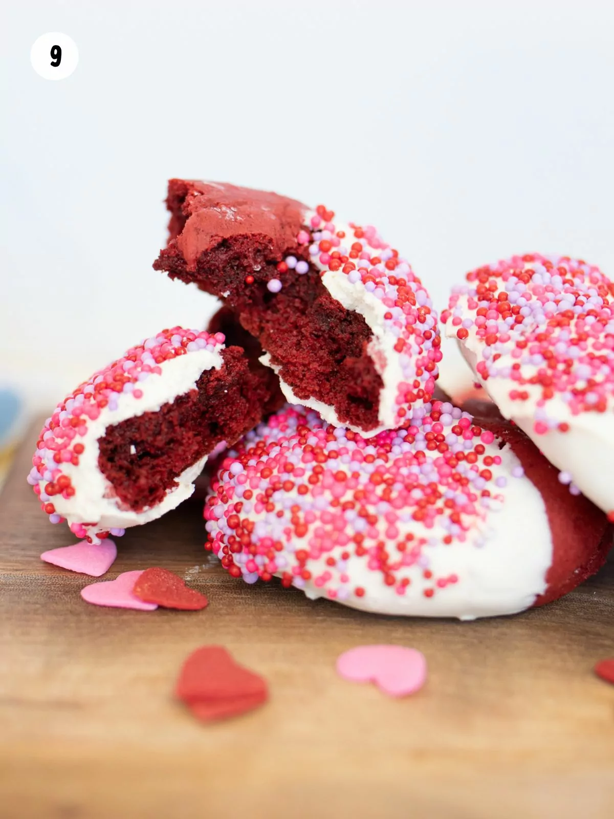 closeup of cookies broken in half.