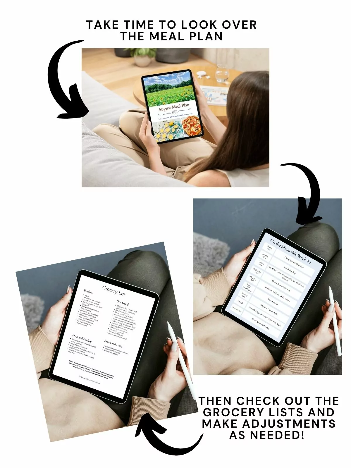 Take time to look over the different pages of the meal plan.
