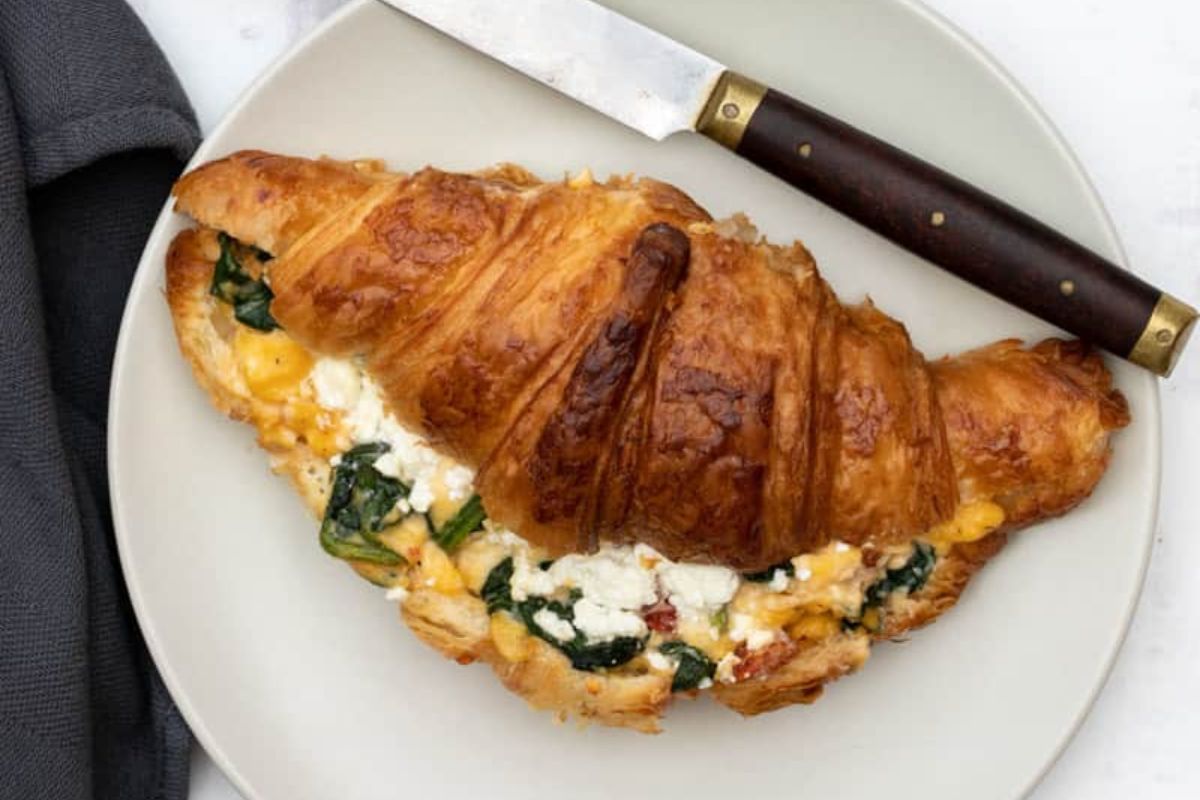 Croissant Breakfast Sandwich with Spinach