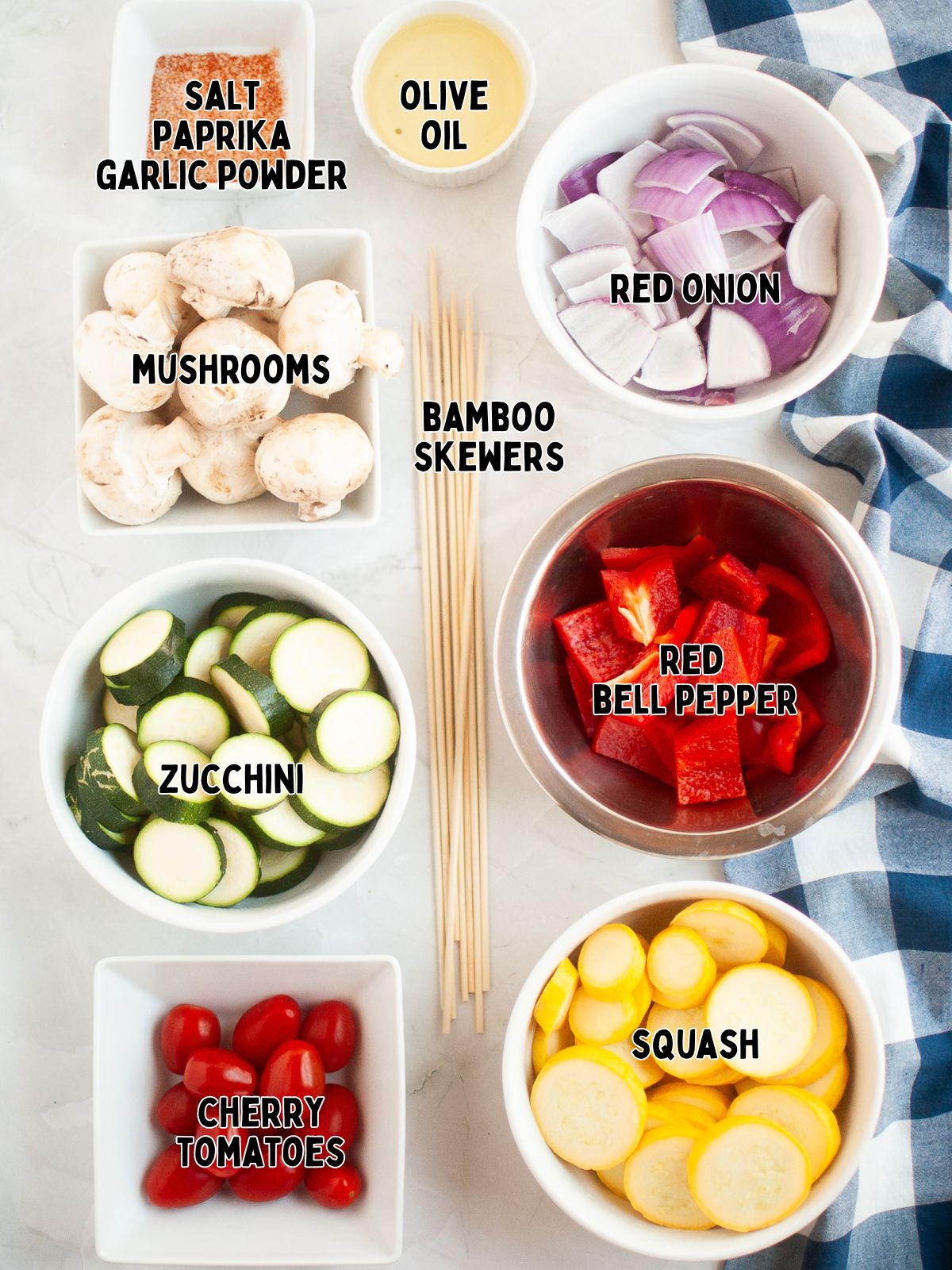 Ingredients for Air Fryer Vegetable Kabobs