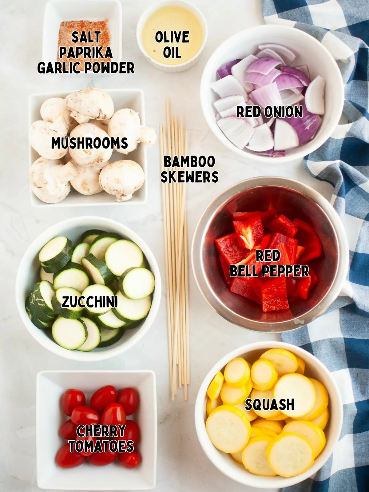 Ingredients for Air Fryer Vegetable Kabobs