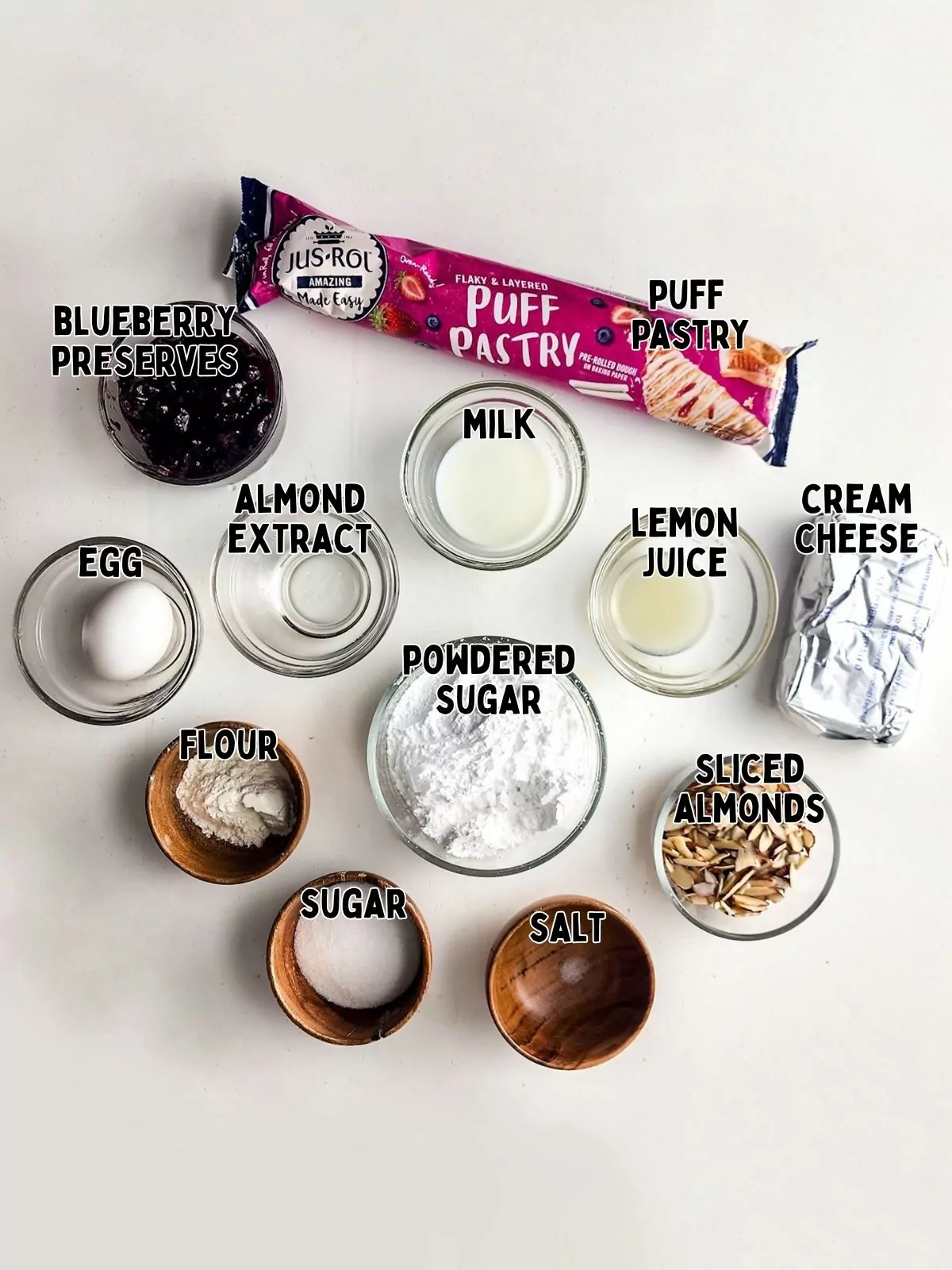 Ingredients for Blueberry Danish on Puff Pastry